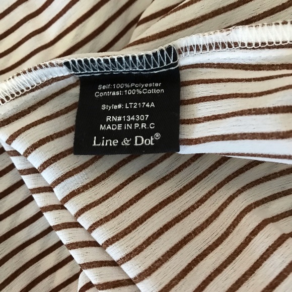 Line & Dot Brown Stripe Top with Fringe Medium - Picture 4 of 4